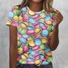 2025 Women's Street Fashion T-shirt Easter Series 3D Printed Short Sleeve Versatile Loose Casual Round Neck Top Women's Wear