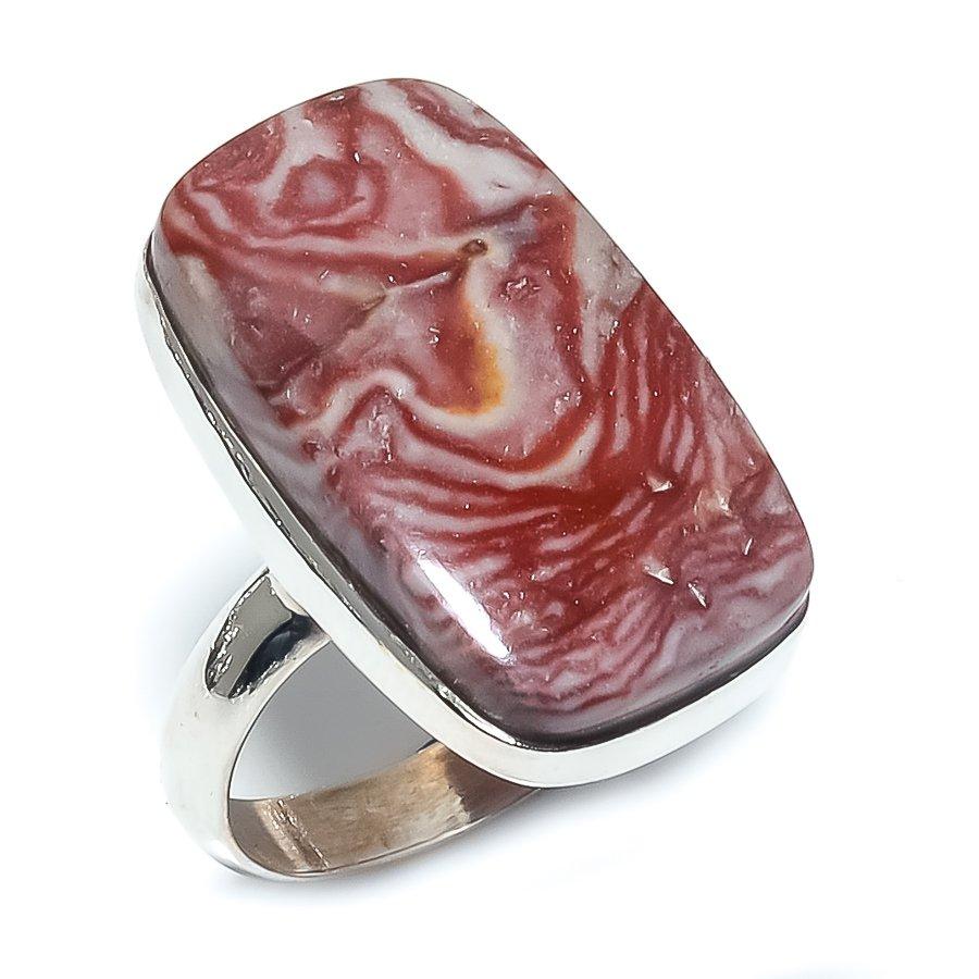 Natural Rosetta Jasper Gemstone 925 Solid Sterling Silver Gift Ring S.8.5 I9f59