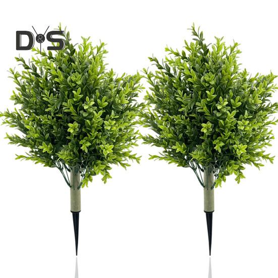 Artificial Boxwood Topiary Ball Tree with Ground Stake UV Resistant Weather-proof Faux Greenery Violet Shrubs Outdoor Garden Porch Patio Fake Boxwood