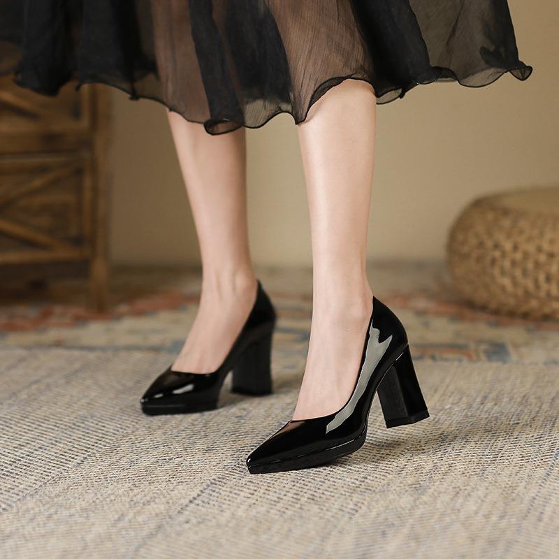 9-Pointed Thick Heel High Heels Women's Autumn New Waterproof Table Single Shoes Women's Professional Work Women's Shoes