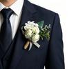 Hvid Bryllupsblomst Rustik Brudgom Knaphul til Brud Brudepige Brudgom Groomsman Vestlig Silkeblomst Fest