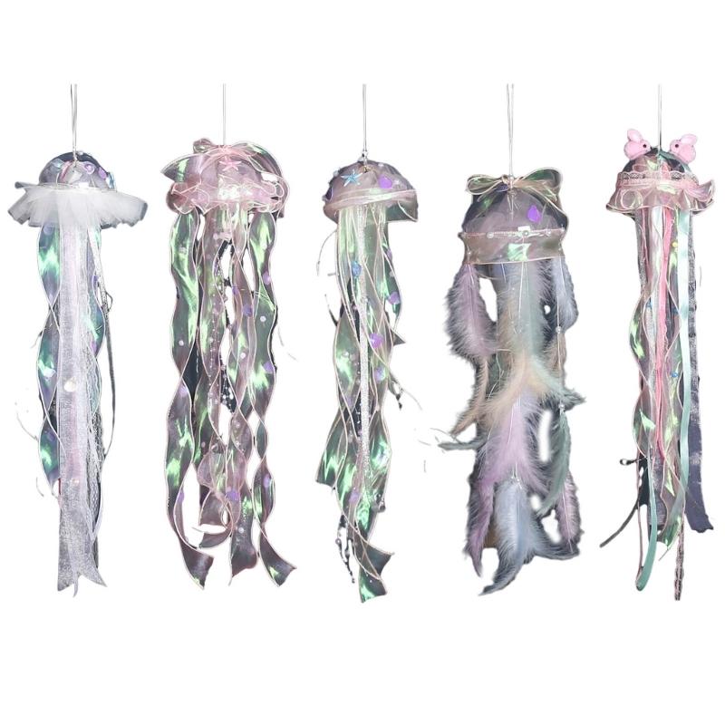 Handhold Light Up Jellyfish Lamp Toy Glowing Chandeliers Ambient Light for Restaurant Girls Kids Holiday Room Ornament