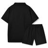 Tricou Casual Respirabil de Vară pentru Bărbați Tricou cu Guler Înalt Culoare Solidă Set Scurți