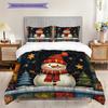 snowman Pattern Bedding Quilt Set Quilt Cover Pillowcase Home Decoration Birthday Gift (1 * duvet cover + 2 * pillowcase, without core)