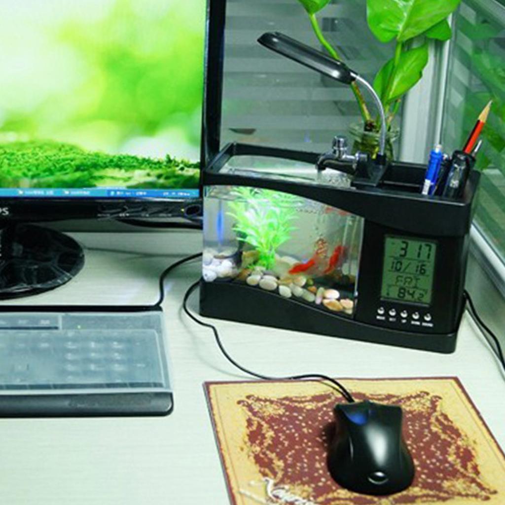 Fish   Clock Multifunctional USB Ecological Lamp Desktop Fish   Aquarium Calendar for   Bedroom
