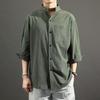 Camicie Casual da Uomo a Manica Media Moda Basic Versatile Tinta Unita Traspirante Colletto alla Coreana Business Tempo Libero Decorazione con Bottoni