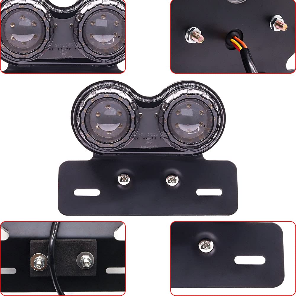 Aoling Motorcycle Tail Lamp Vintage Brake License Plate Light Position Lamp Turn Signal