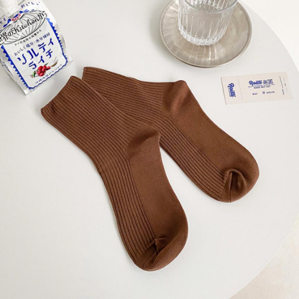 5pairs Cotton Women's Autumn and Winter Stacked Socks Sweat Absorbent Japanese Sports Mid-Calf Socks