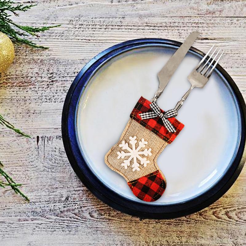 Christmas Cutlery Holder Knife And Fork Cover Bag Embroidered Christmas Tree Cutlery Pocket New Year Party Dinner Table Decor