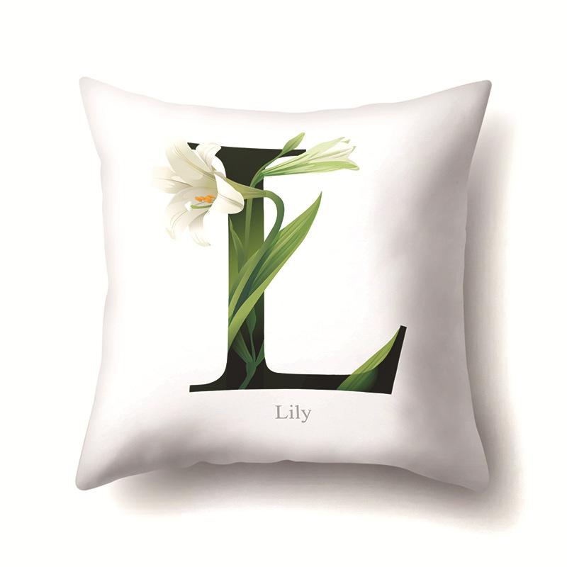 Leaf Sunflower Plant Letter Print Pattern Cushion Cover Home Living Room Sofa Decoration Square Polyester Pillow Pillow Cover