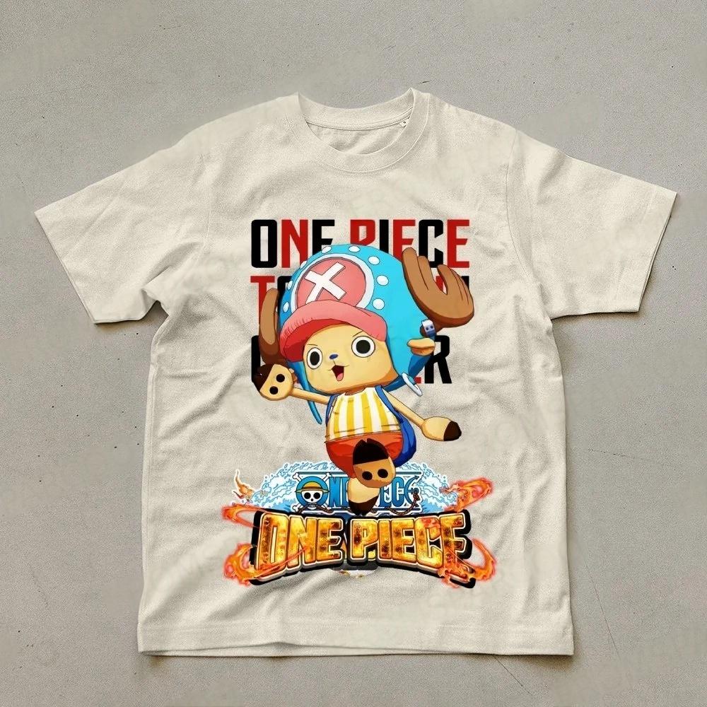 One Piece Men's T-shirt Tony Tony Chopper Summer Japan Anime Autumn Boys Children Short-sleeved Basic Punk Parent-Child Outfit