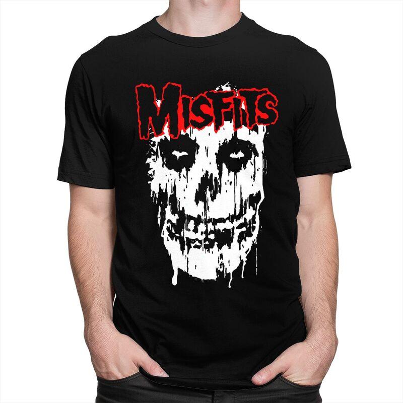 Custom Male Horror Punk Rock Misfits Skull T Shirt Short Sleeve Cotton Tshirt Classic Tshirt Leisure Tees Loose Fit Clothes