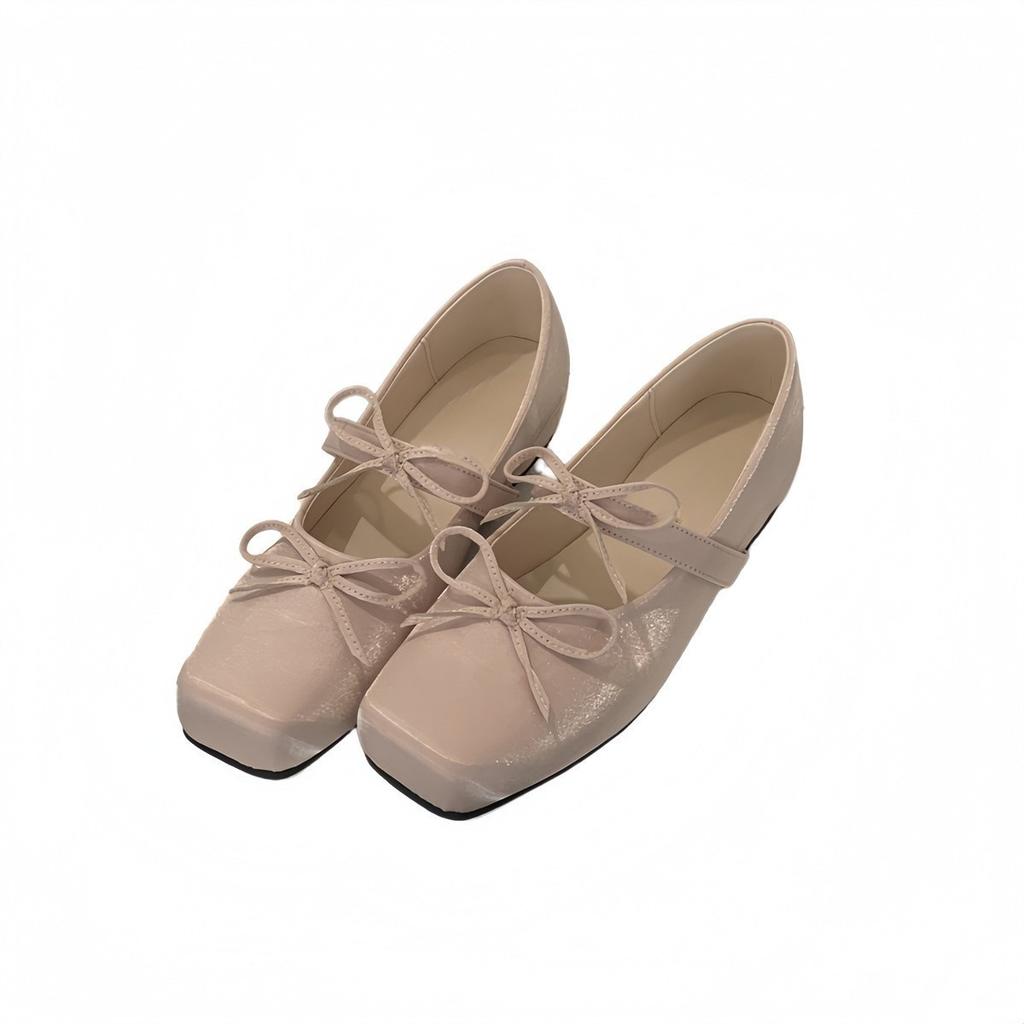 Inner Height Increase 2025 Mary Jane Square Head Small Man Bow Ballet Shoes Single Shoes with Skirt Grandma Shoes Satin Surface