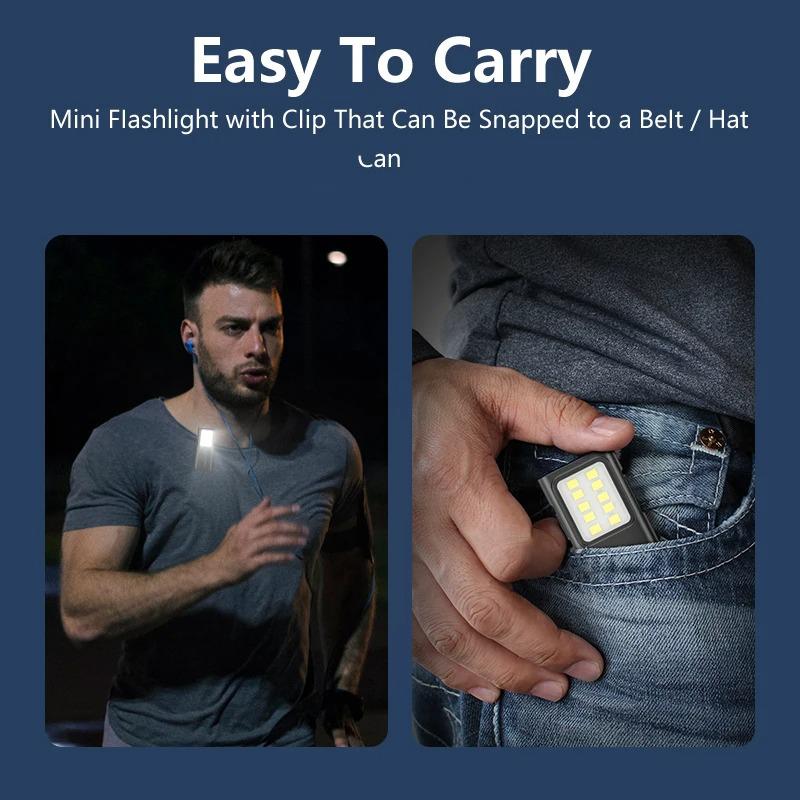 COB Flashlights 4 Lighting Modes Torch USB Rechargeable EDC Flashlight WIth Pen Clip Strobe for Fishing Camping Repair Torch