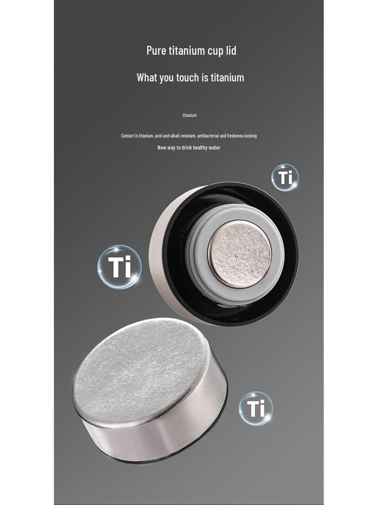 Pure Titanium High-Capacity Insulated Cup for Men and Women - Ice Flower Design