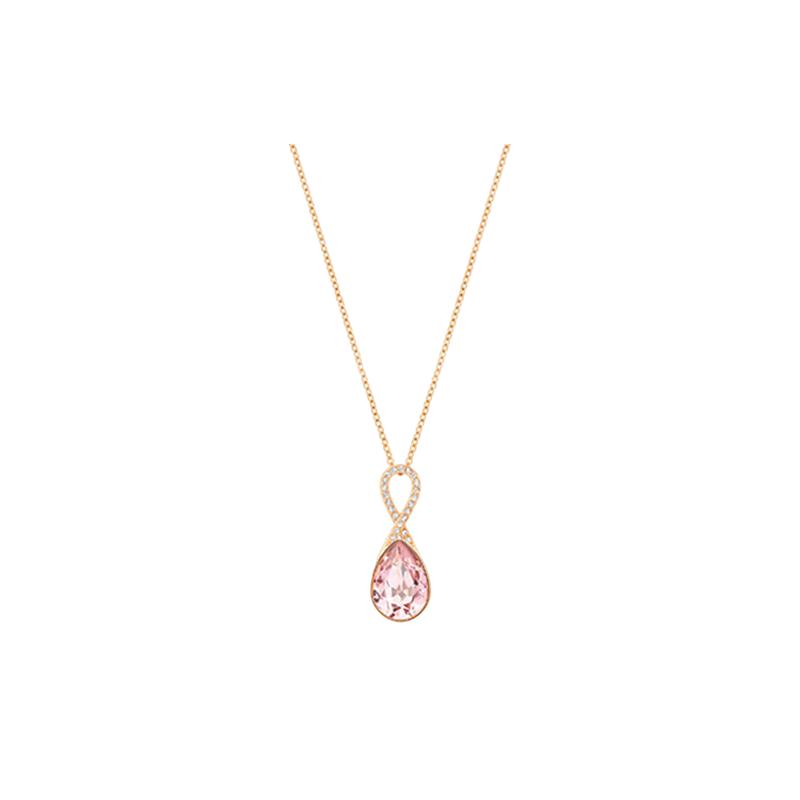 Swarovski FANTASIZE Pale pink pear-shaped crystal element necklace women s rose gold 5231334