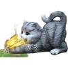 Solar-Powered Cat Statue, Solar-Powered Outdoor Butterfly Lights, Decorative Garden Animal Figurine, Waterproof Resin Sculpture (Style 1)