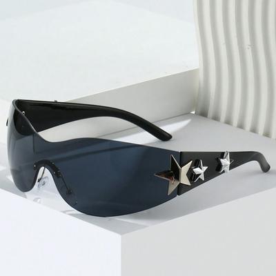 Óculos de Sol da Moda com Armação Grande Decorativa Envolvente Estilo Y2K para Senhoras Óculos Legais de Festa de Verão para Homens