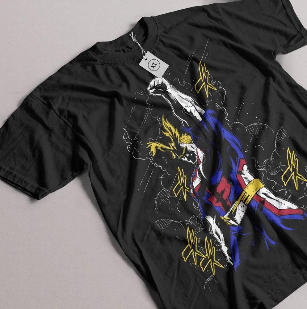 Anime My Hero Academia All Might Victory Graphic Black Tshirt All Size S