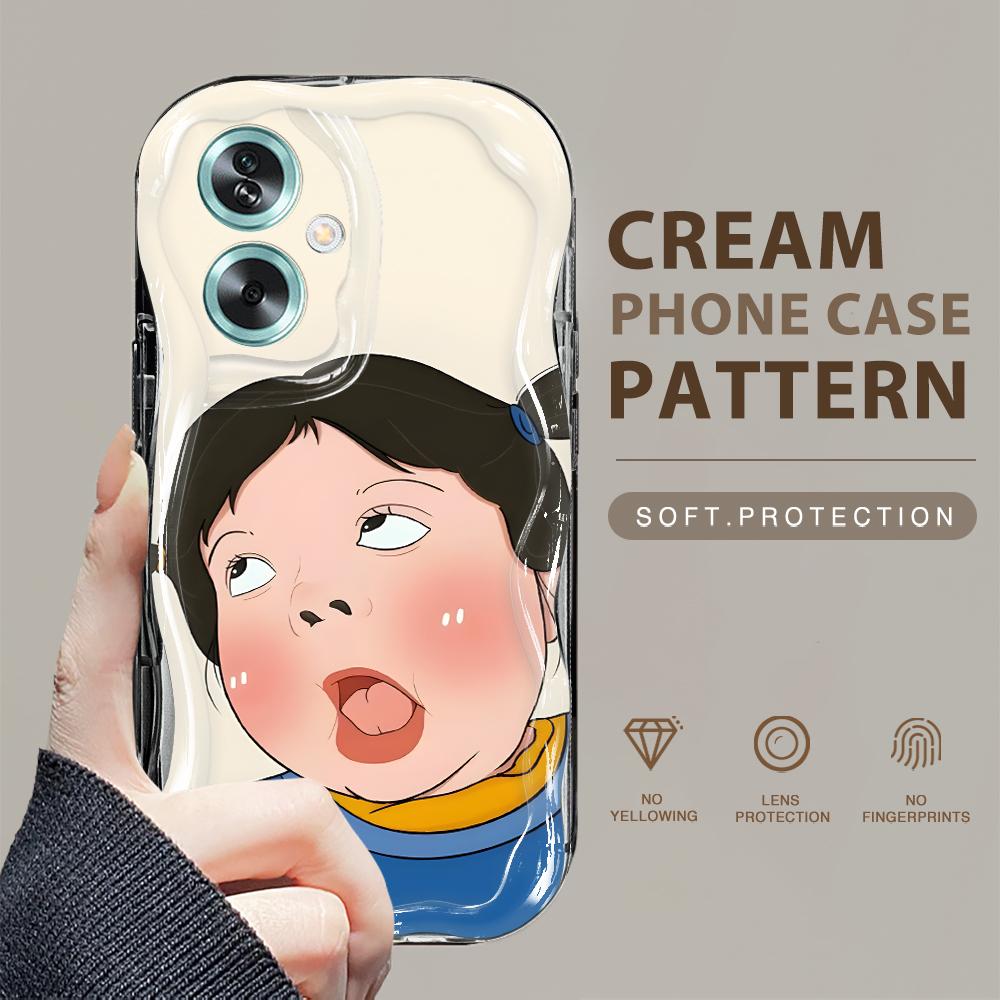 

Милый мультяшный узор, кремовая текстура, мягкий силиконовый чехол с волнистыми краями, чехол для телефона для OPPO Reno Realme Realme Narzo N61 чёрный