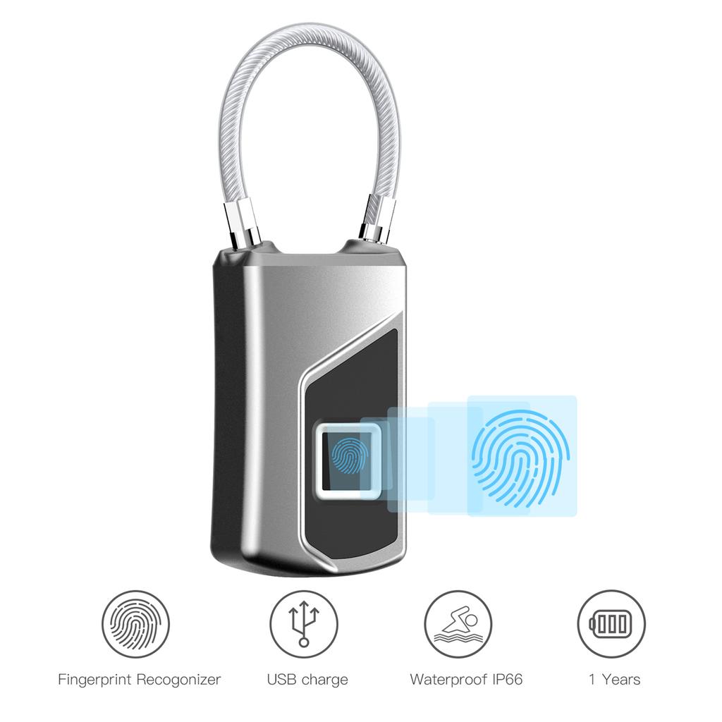 L1 Smart Biometric Fingerprint Lock Usb Rechargeable Anti theft Security Padlock Waterproof For Luggage Case Door