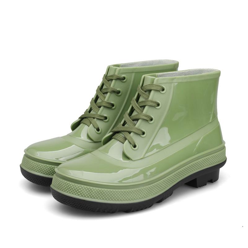 Fashion New Style Rain Boots Thickened Waterproof Non-Slip Belt Heel Integrated Water Shoes Fashion Short Tube Rubber Shoes Size 39-44