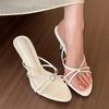 Fashion Luxury Crystal Women Slippers Sexy High Heels Shoes Pointed Toe Heeled Sandals Summer 2025 New Pumps Woman Sandalias De Mujer