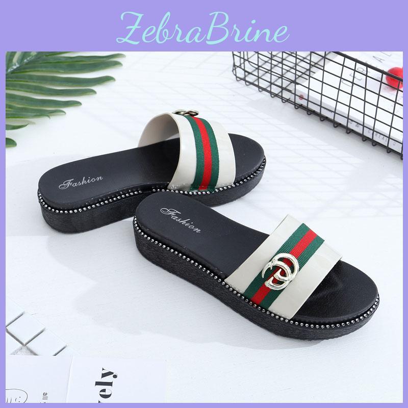 Hochwertige Sommer Damen Flip-Flops Mit Gurtband-Streifen-Design Für Strandbekleidung
