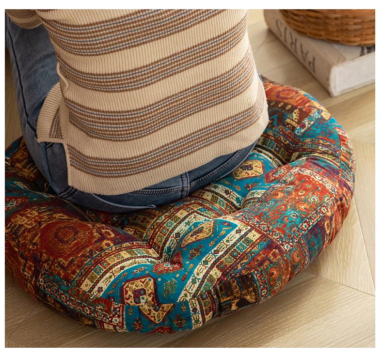 Bohemian Ethnic Style Square Floor Cushion for Balcony or Bedroom