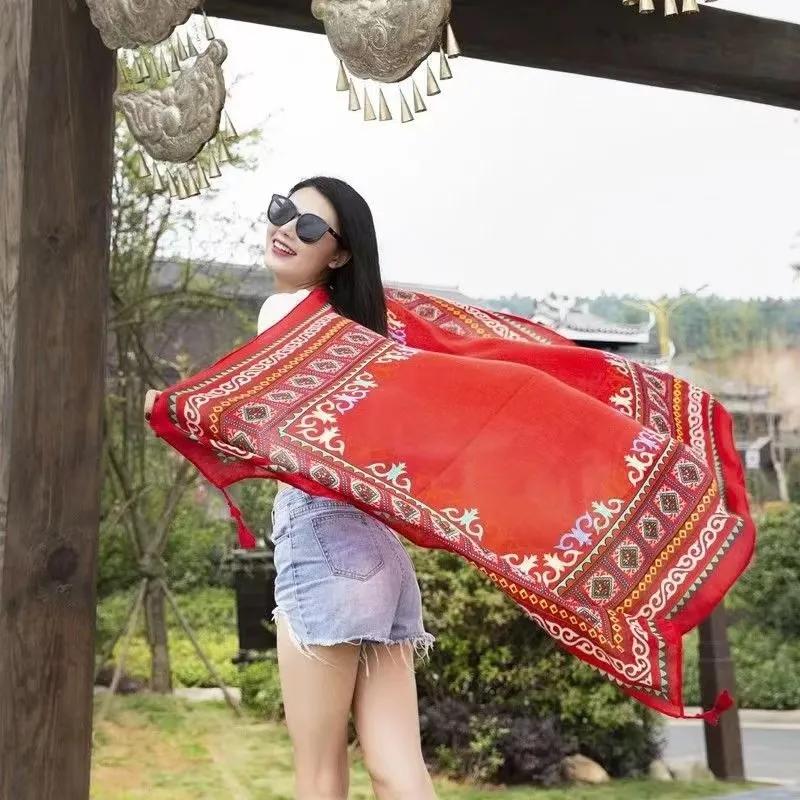 90x180cm Bikini Bathing Swimwear Cover Up Sarong Wrap Scarf Twill Cotton Pareo Beach Cover-Ups Women Large Beach Dress