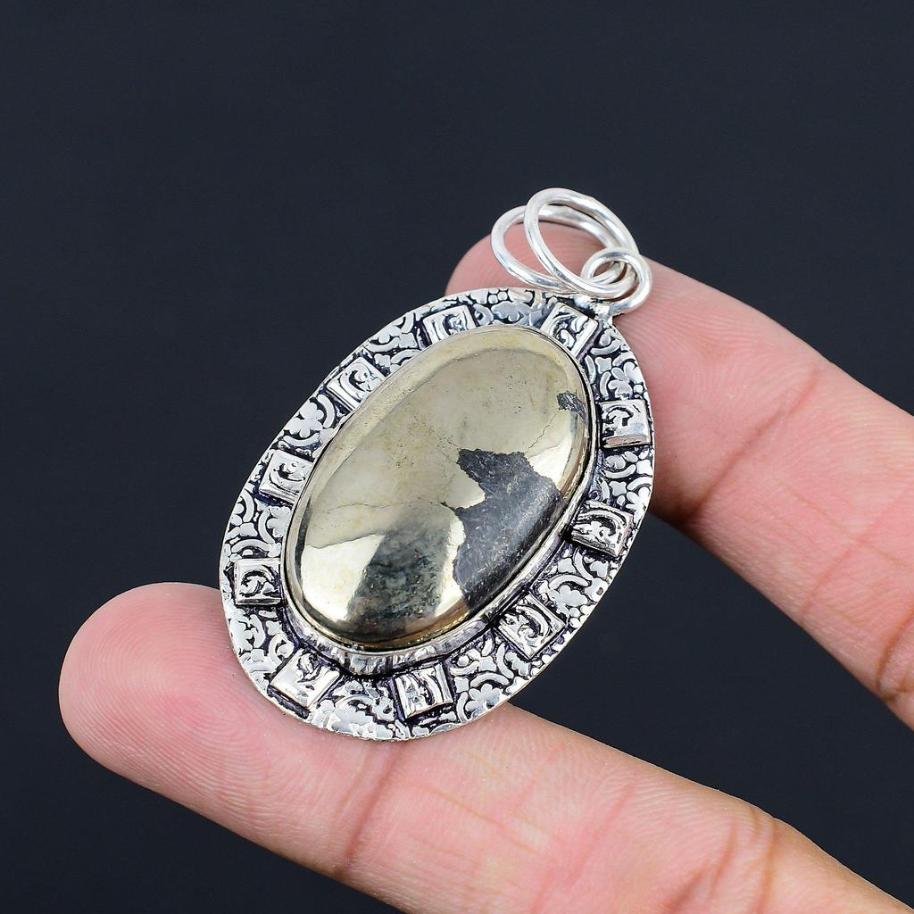 Friendship Day Deal 925 Sterling Silver Pyrite Stone Engagement Pendant Jewelry