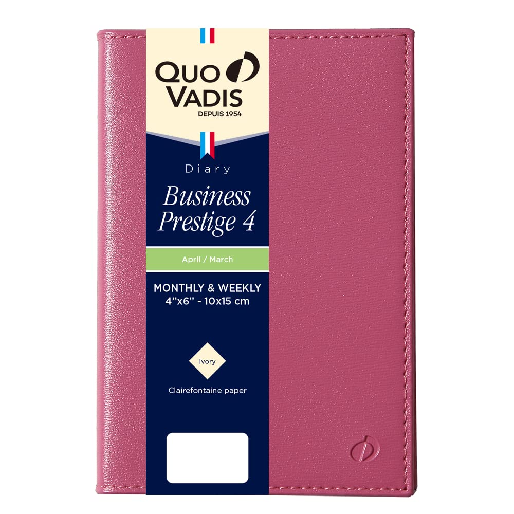 QUOVADIS 2026 April Start Business Prestige 4 Soho Weekly Vertical Diary A6 Slim Rose qv60105ro