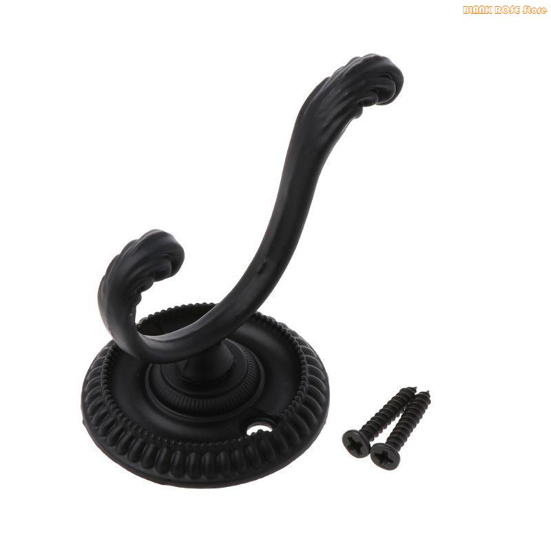 K1AE Heavy Duty Wall Hooks Antique Hanger Sturdy Decorative Coat Racks Zinc Alloy Double Hook for Hanging Hats Towels Keys
