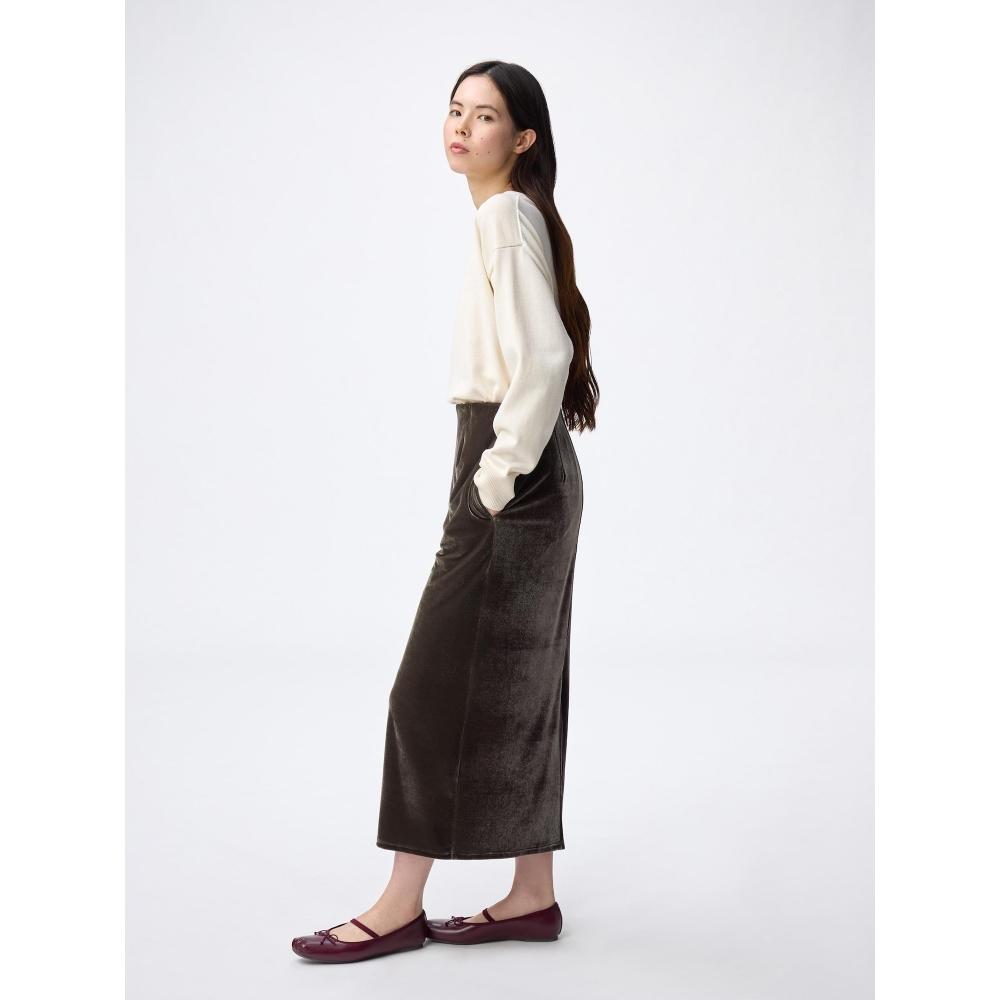 Gu By Uniqlo Velvet Narrow Maxi Skirt Z+e