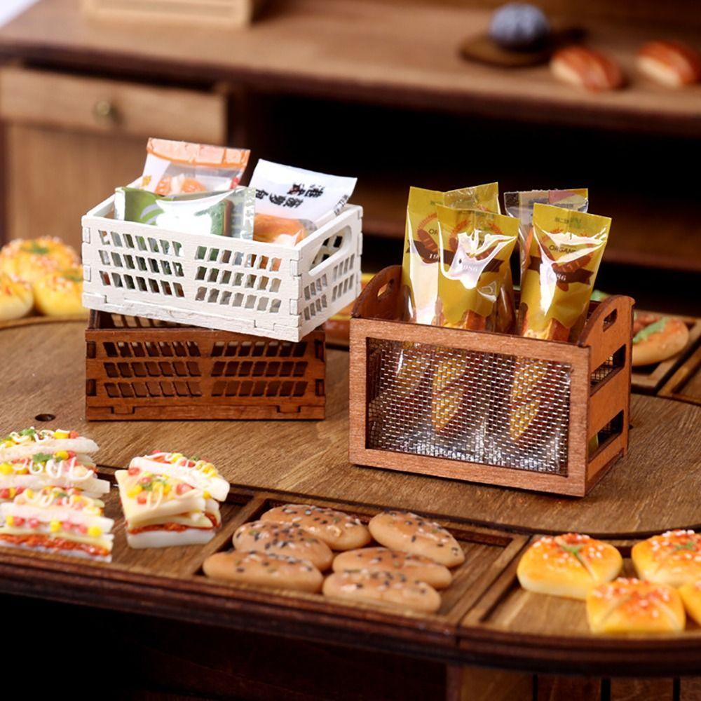 Doll House Furniture Miniature Wooden Shelf Multicolor Mini Storage Rack  Dollhouse Decoration