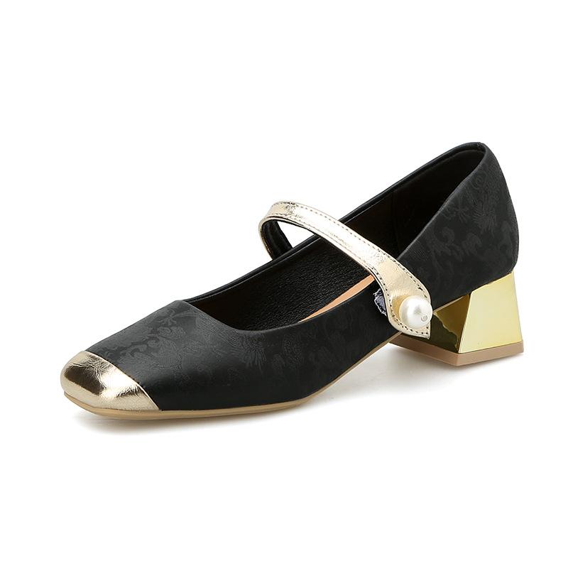 

Youta Home~ Правильный темперамент Мэри Джейн Туфли на высоком каблуке Ретро Толстый каблук Квадратный носок Легкий вырез Одинарные туфли 40 чёрный