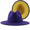 European and American woolen top hat new outer yellow inner sapphire blue hat ethnic style jazz hat cashmere felt hat