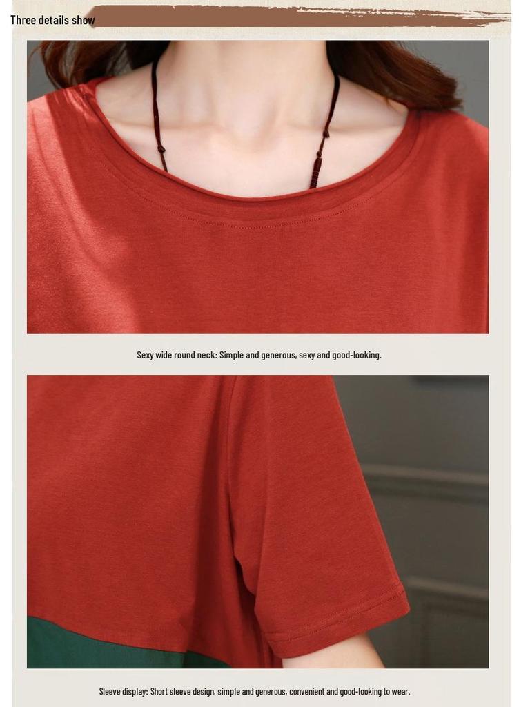 2024 Women's Casual Slimming Short Sleeve T-shirt – Loose Fit, Belly-Covering Versatile Summer Top