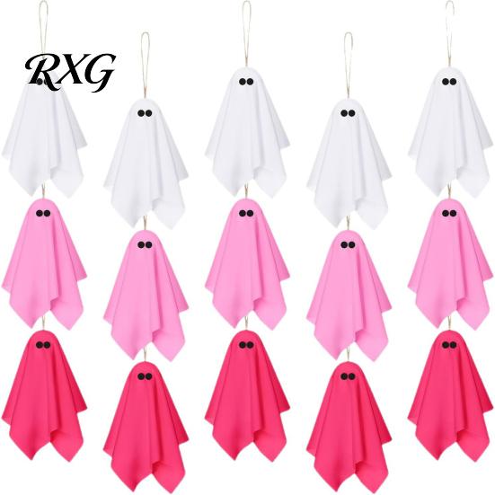 Halloween Party Background Decor Ghost Hanging Decor, Pastel Pink White Soft Fabric Ornaments, Cute Spooky Home Aesthetic