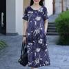 Abiti lunghi eleganti da donna Taglie forti Abito vintage a maniche corte allentato Abbigliamento estivo da donna di mezza età