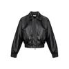 Men's Trendy Korean-Style Black PU Leather Padded Jacket with Zipper