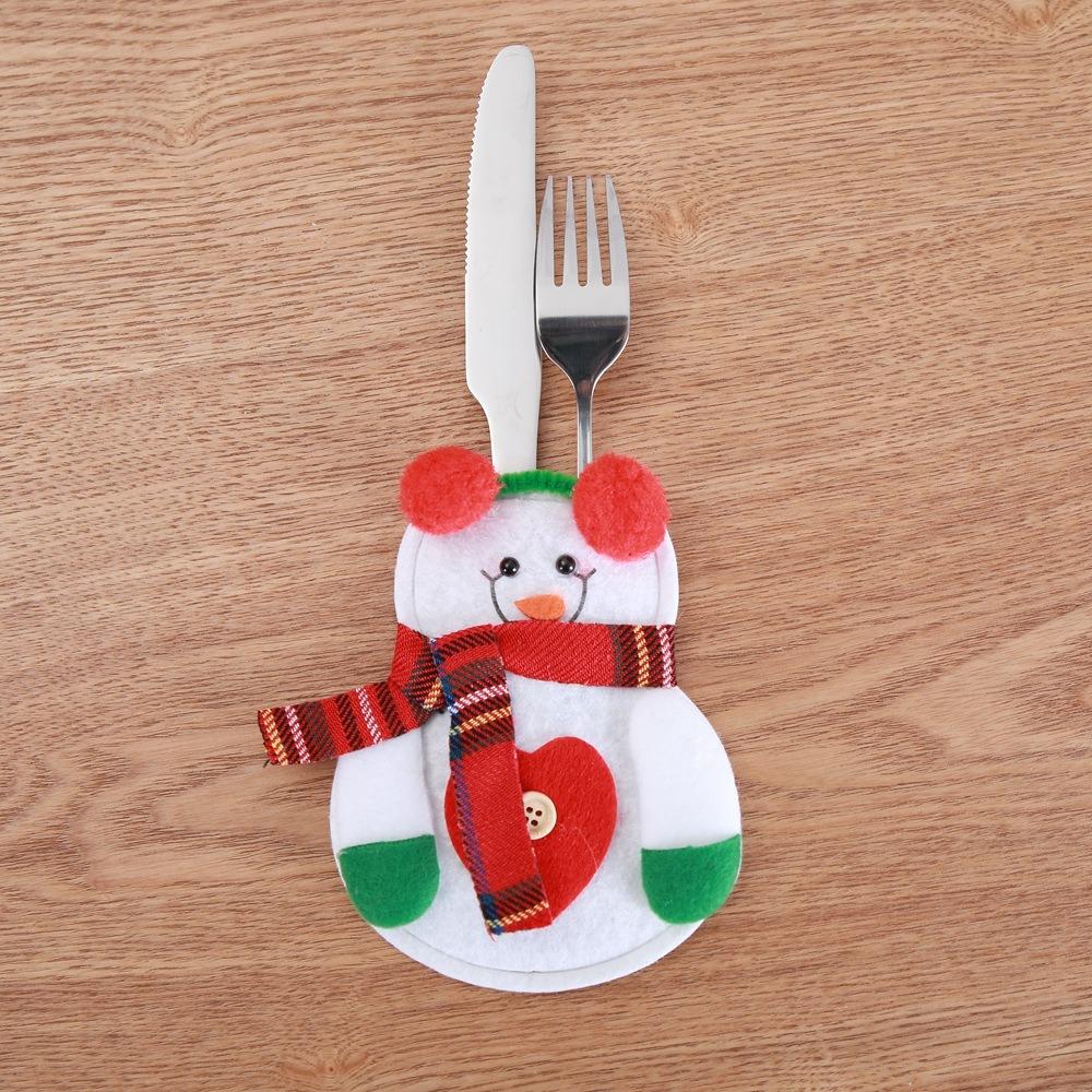 Merry Christmas Knife Fork Cutlery Bag Set Santa Snowman Xmas Tableware Holders Natal New Year Christmas Decorations for Home