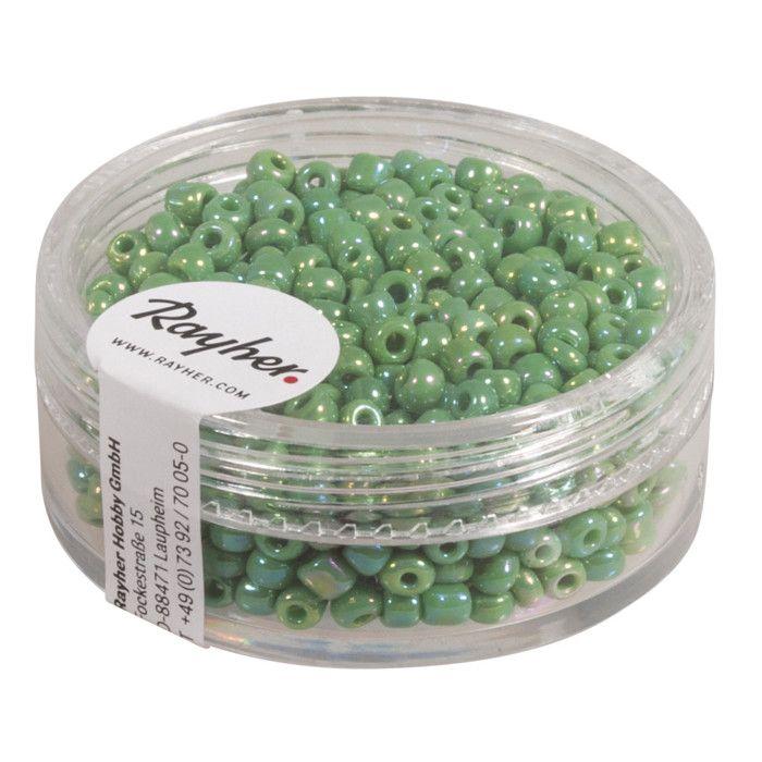 Rocailles, 2.6 Mm Ø, Opaque Luster, Green, 17 G Box