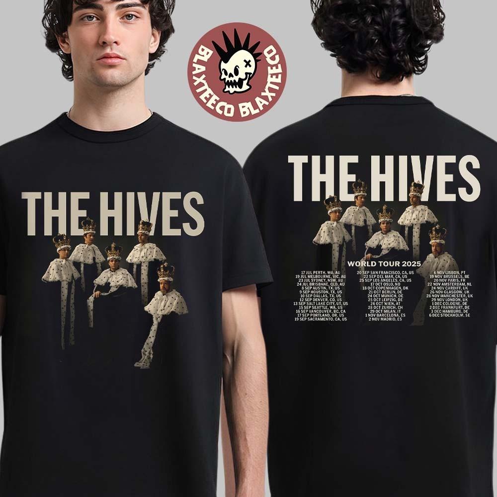 2 Sides The Hives World Tour 2025 Schedule Tour Dates Black T-Shirt Unisex T-Shirt M