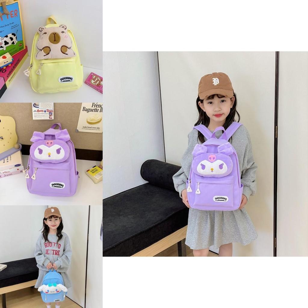 Kuromi Hello Kitty Melody Cinnamoroll Plush Toy Kids Backpack With Breathable Nylon For Kindergarten Children