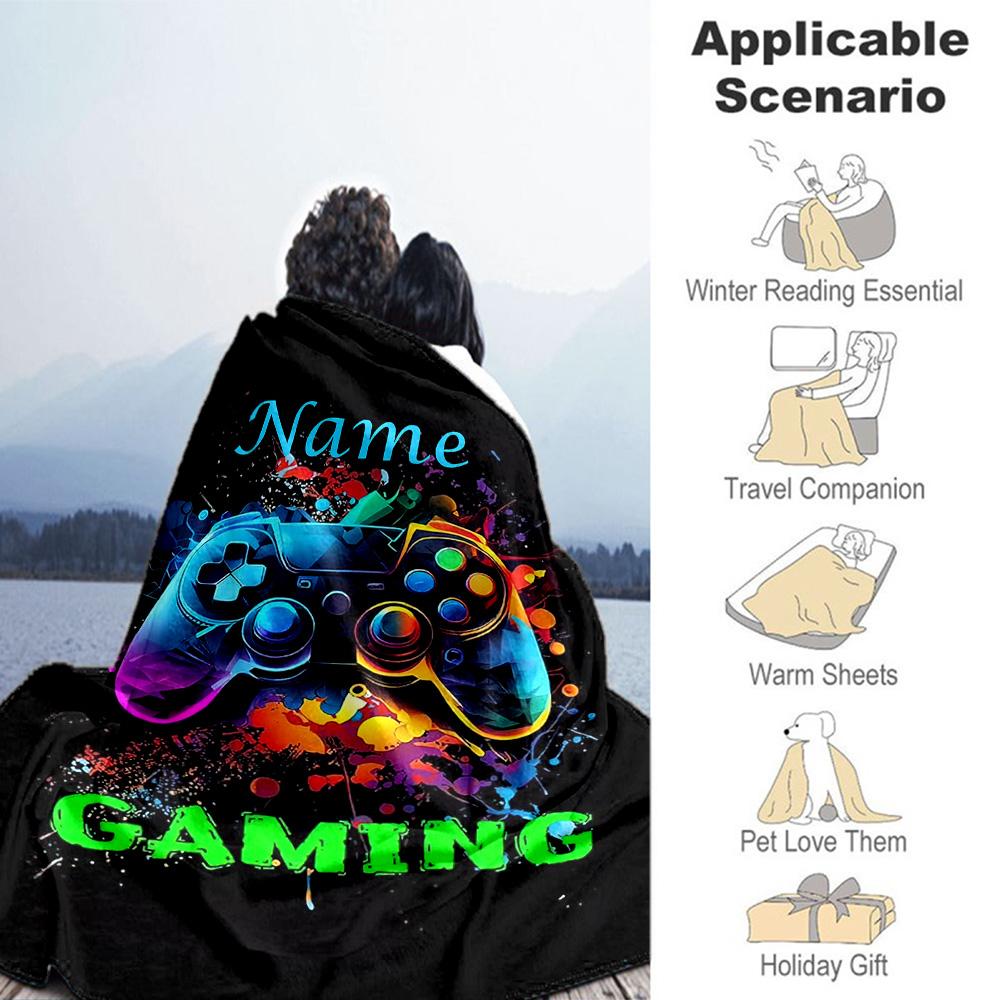 Game Enthusiast565 Customize Text Blanket Throw Customizable Blanket Comfortable Suitable for Chair Bed Picnics Office Chair for All Occasions