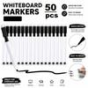 Black Fine-Tip Dry-Erase Markers with Eraser Caps, 25 or 50 Pieces