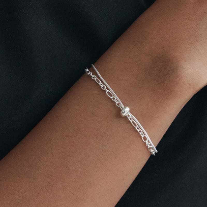 

ATTICA [S925]RAW ringduo slick layered bracelet .BAS006 Silver