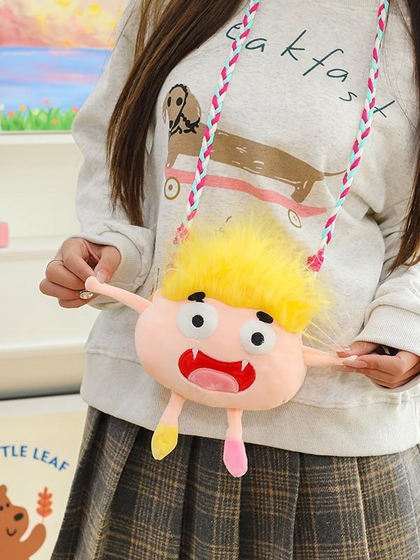 Funny Cartoon Monster Mini Bag With Colorblock Design For Casual Outings