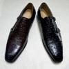 Fashion Men's Pointed Python Pattern Genuine Leather Monk Shoes Double Buckle Formal Shoes for Business Office And Banquet